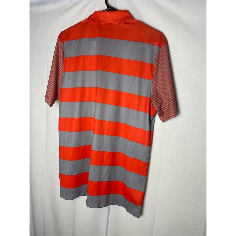 Nike Golf Clemson Tigers Men's Polo Shirt Orange Gray Striped Size Medium - Picture 5 of 6
